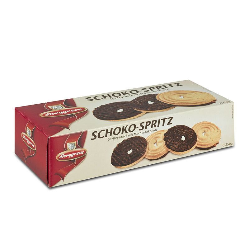 Short bread cookies with milk chocolate from Borggreve - German biscuits - pastries