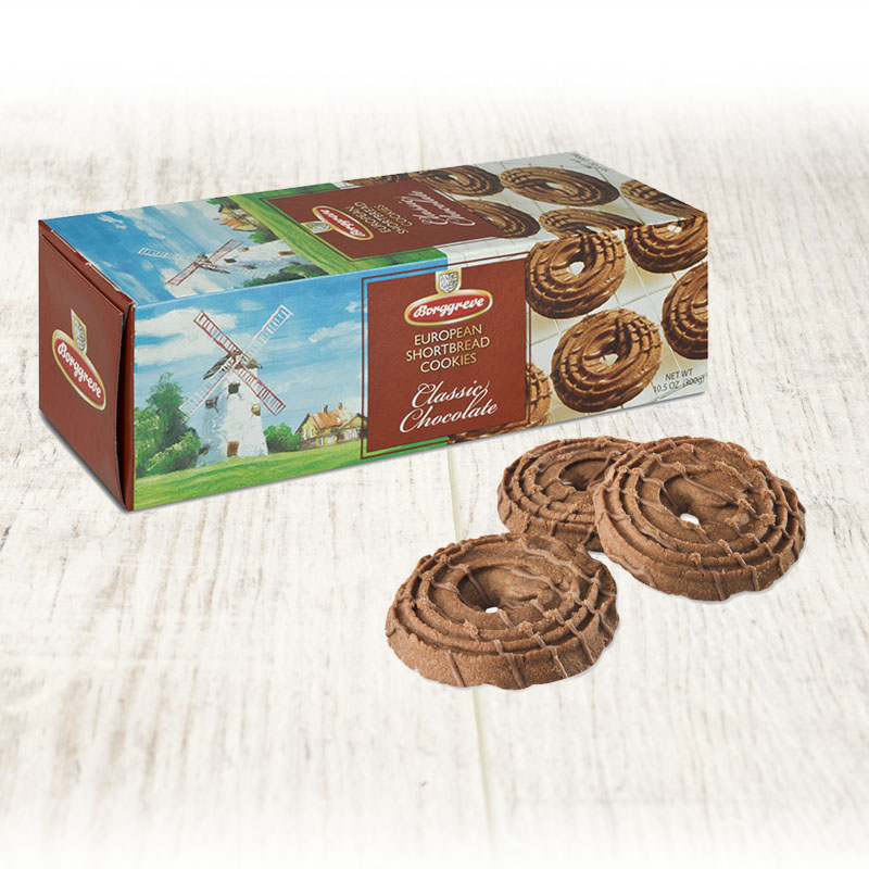 European Shortbread Cookies Classic Chocolate - Borggreve rusk and biscuit factory, Germany