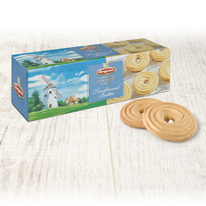 European Shortbread Cookies Traditional Butter. Shortbread biscuit rings - Borggreve rusk and biscuit factory, Germany