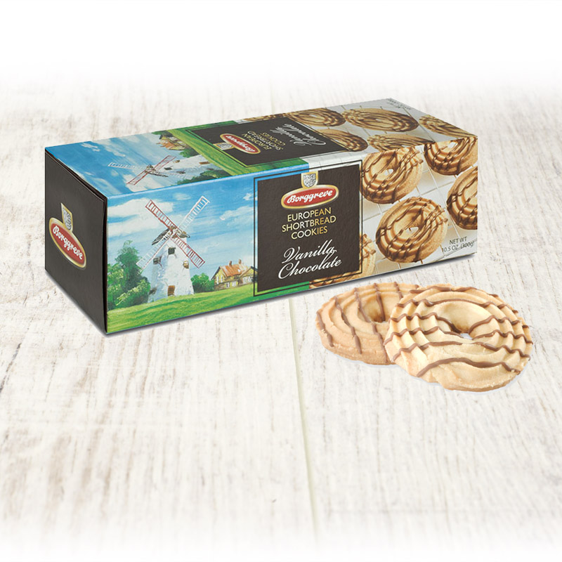 European Shortbread Cookies Vanilla Chocolate - Borggreve rusk and biscuit factory, Germany