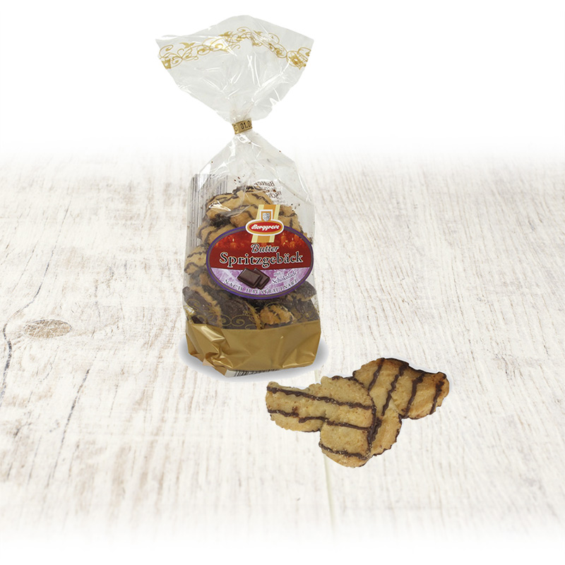 Butter Spritzgebäck mit Schoko - Produkt von Borggreve - Spritzgebäck, Butterkekse,