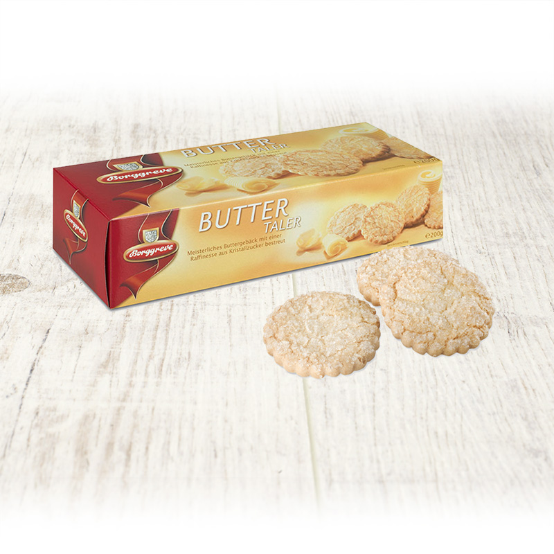 Buttertaler - Produkt von Borggreve - Buttergebäck, Butterkekse, Kristallzucker, Jahresgebäck