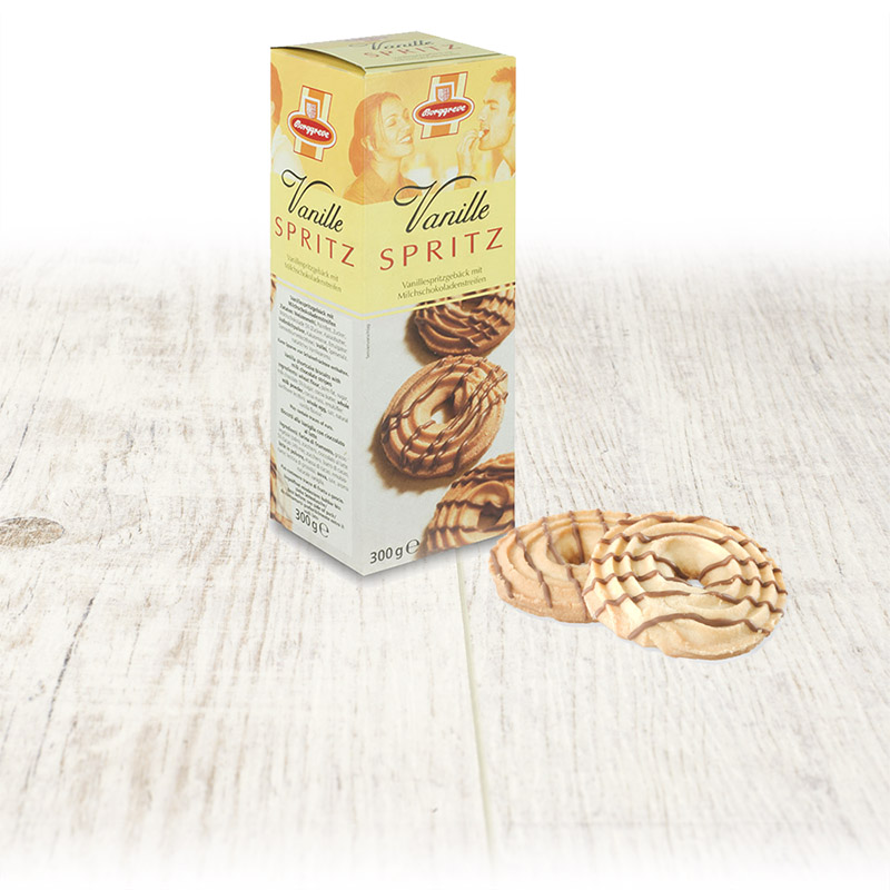 Vanille Spritzringe - Produkt von Borggrev - Vanilespritzgebäck, Spritzgebäck, Vanillenote, Vollmichstreifen, Jahresgebäck