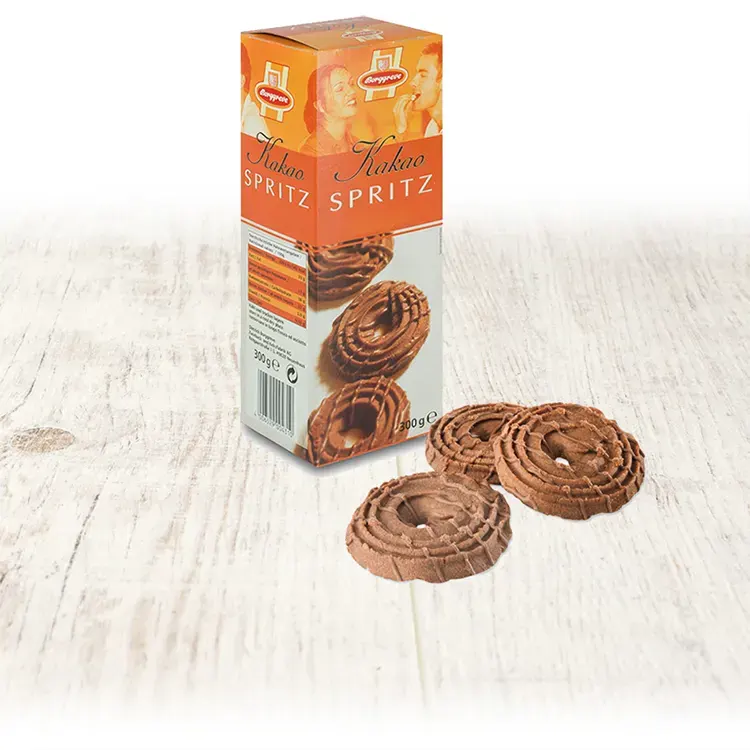 Kakaospritzgebäck mit Zartbitterschokolade • Veganes Gebäck von Borggreve - Schokokekse - Vegan